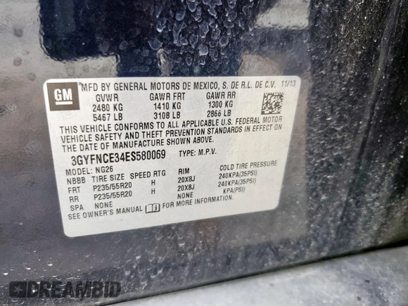 2014 Cadillac SRX Performance Collection с VIN 3GYFNCE34ES580069, выставлен на аукционе Copart как лот 60662415 с пробегом 141 107 миль миль и Списание • Salvage title. История ставок и продаж доступна на DreamBid. Изображение 13.