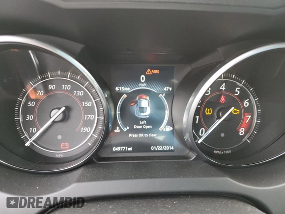 2018 Jaguar F-Type with VIN SAJDD1JV1JCK49348, listed as a Copart auction lot 47251675 with 49,771 mi miles and Salvage Title. Bid and sale history available at DreamBid. Image 9.