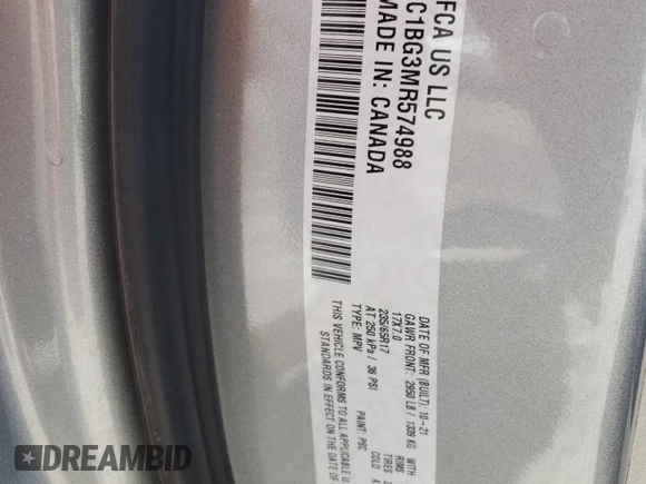 2021 Chrysler Pacifica Touring L with VIN 2C4RC1BG3MR574988, listed as a Copart auction lot 52213925 with 76,166 mi miles and Salvage Title. Bid and sale history available at DreamBid. Image 14.