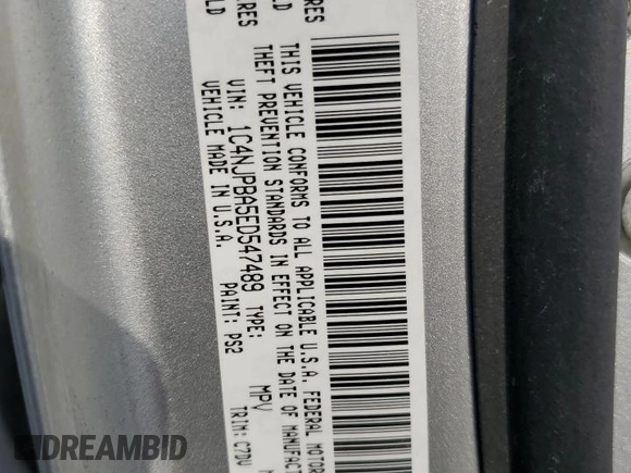 2014 Jeep Patriot Sport with VIN 1C4NJPBA5ED547489, listed as a Copart auction lot 63580795 with 271,303 mi miles and Salvage title. Bid and sale history available at DreamBid. Image 12.