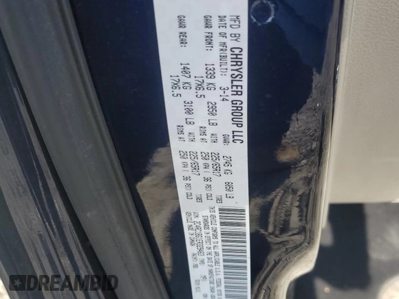 2014 Chrysler Town & Country Touring with VIN 2C4RC1BG1ER329463, listed as a Copart auction lot 53150245 with 90,305 mi miles and Salvage Title. Bid and sale history available at carsss.com. Image 14.