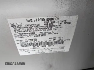 2015 Ford Taurus Limited с VIN 1FAHP2F85FG108949, выставлен на аукционе IAAI как лот 42463848 с пробегом 191 093 миль миль и . История ставок и продаж доступна на DreamBid. Изображение 9.