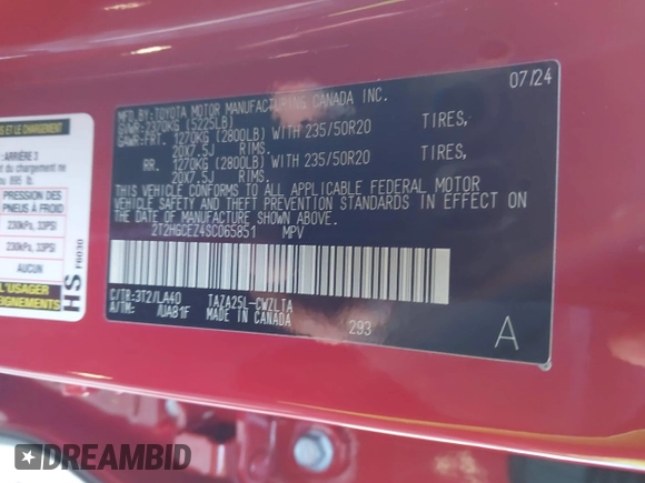 2025 Lexus NX 350 Luxury with VIN 2T2HGCEZ4SC065851, listed as a IAAI auction lot 41063792 with 1,061 mi miles and . Bid and sale history available at DreamBid. Image 9.