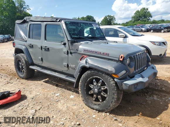 2019 Jeep Wrangler Unlimited Sport S with VIN 1C4HJXDG7KW603821, listed as a Copart auction lot 55846875 with 37,711 mi miles and Salvage title. Bid and sale history available at DreamBid. Image 4.