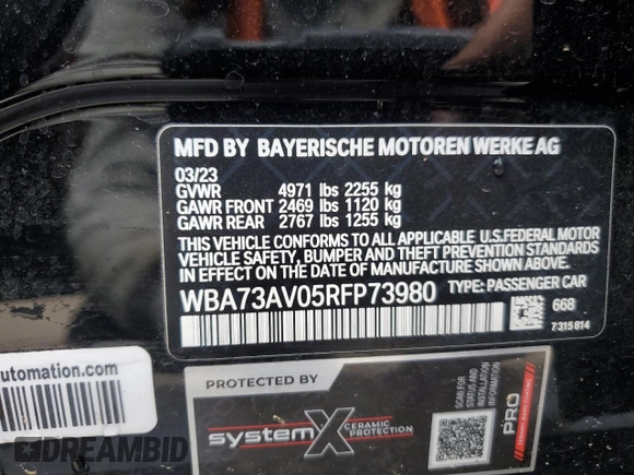 2024 BMW 4 Series 430i xDrive z VIN WBA73AV05RFP73980, wystawiony jako Copart lot #57059745 z przebiegiem 29 170 mil mil oraz Szkoda całkowita • Salvage title. Historia ofert i sprzedaży dostępna na DreamBid. Obrazek 12.