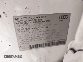 2021 Audi Q3 Premium with VIN WA1AUCF37M1087692, listed as a IAAI auction lot 41277380 with 66,039 mi miles and . Bid and sale history available at DreamBid. Image 9.