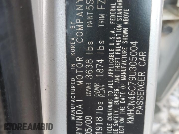2009 Hyundai Accent Auto GLS с VIN KMHCN46C79U305004, выставлен на аукционе Copart как лот 59027665 с пробегом 162 740 миль миль и Списание • Salvage title. История ставок и продаж доступна на DreamBid. Изображение 12.