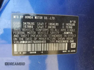 2016 Honda Fit EX z VIN JHMGK5H77GX000455, wystawiony jako Copart lot #55510495 z przebiegiem 51 261 mil mil oraz Szkoda całkowita • Salvage title. Historia ofert i sprzedaży dostępna na DreamBid. Obrazek 13.