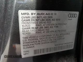 2019 Audi Q8 Premium Plus with VIN WA1EVAF19KD029726, listed as a Copart auction lot 78515944 with 0 mi miles and Salvage Title. Bid and sale history available at carsss.com. Image 13.