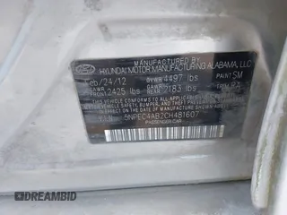 2012 Hyundai Sonata Limited with VIN 5NPEC4AB2CH481607, listed as a IAAI auction lot 42018911 with 170,865 mi miles and . Bid and sale history available at DreamBid. Image 9.