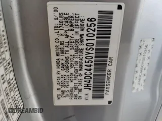 2000 Acura Integra LS с VIN JH4DC4450YS010256, выставлен на аукционе Copart как лот 60734615 с пробегом 199 056 миль миль и Списание • Salvage title. История ставок и продаж доступна на DreamBid. Изображение 12.
