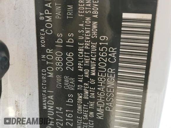 2014 Hyundai Elantra Coupe with VIN KMHDH6AH8EU026519, listed as a Copart auction lot 82472584 with 158,603 mi miles and Clean Title. Bid and sale history available at carsss.com. Image 12.