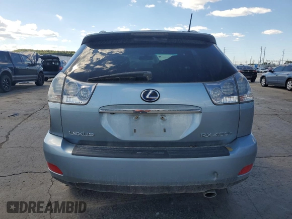 2008 Lexus RX 400h with VIN JTJGW31U382007957, listed as a Copart auction lot 72762994 with 268,053 mi miles and Salvage Title. Bid and sale history available at DreamBid. Image 6.