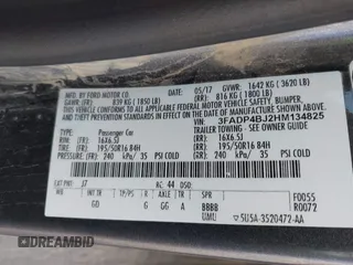 2017 Ford Fiesta SE z VIN 3FADP4BJ2HM134825, wystawiony jako IAAI lot #42331095 z przebiegiem 117 794 mil mil oraz . Historia ofert i sprzedaży dostępna na DreamBid. Obrazek 9.