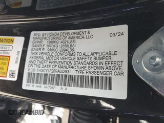 2024 Honda Accord LX z VIN 1HGCY1F28RA052831, wystawiony jako IAAI lot #41209914 z przebiegiem 18 337 mil mil oraz . Historia ofert i sprzedaży dostępna na DreamBid. Obrazek 9.