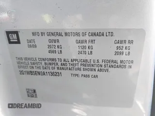 2010 Chevrolet Impala LT with VIN 2G1WB5EN0A1136231, listed as a IAAI auction lot 41770548 with 132,073 mi miles and . Bid and sale history available at DreamBid. Image 9.