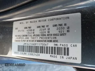 2015 Mazda 6 i Touring with VIN JM1GJ1V60F1170067, listed as a IAAI auction lot 41259559 with 131,055 mi miles and . Bid and sale history available at DreamBid. Image 9.