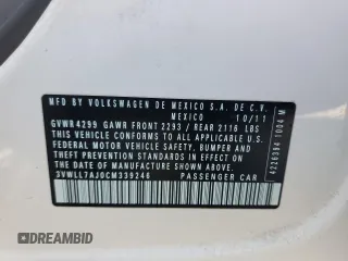 2012 Volkswagen Jetta TDI w/Premium с VIN 3VWLL7AJ0CM339246, выставлен на аукционе Copart как лот 46921225 с пробегом Не указан миль и Списание • Salvage title. История ставок и продаж доступна на DreamBid. Изображение 14.