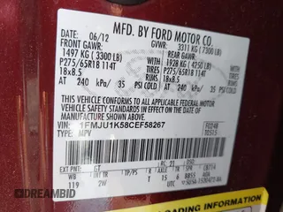 2012 Ford Expedition Limited с VIN 1FMJU1K58CEF58267, выставлен на аукционе IAAI как лот 42560248 с пробегом 245 829 миль миль и . История ставок и продаж доступна на DreamBid. Изображение 9.