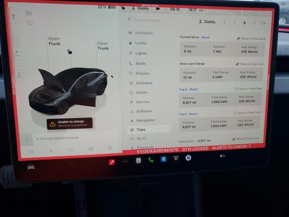 2024 Tesla Model 3 with VIN 5YJ3E1EA0RF861070, listed as a Copart auction lot 51486835 with 6,917 mi miles and Salvage Title. Bid and sale history available at DreamBid. Image 9.