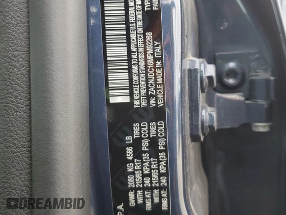 2021 Jeep Renegade Trailhawk с VIN ZACNJDC16MPM92268, выставлен на аукционе Copart как лот 51548315 с пробегом 34 842 миль миль и Списание • Salvage title. История ставок и продаж доступна на DreamBid. Изображение 16.