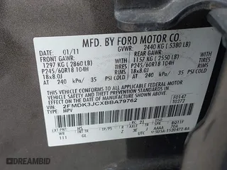 2011 Ford Edge SEL with VIN 2FMDK3JCXBBA79762, listed as a IAAI auction lot 41897740 with 245,825 mi miles. Bid and sale history available at carsss.com. Image 9.