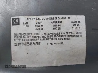 2004 Chevrolet Impala with VIN 2G1WF52E849247611, listed as a IAAI auction lot 42094749 with 203,391 mi miles and . Bid and sale history available at DreamBid. Image 9.