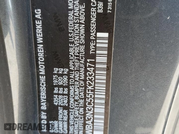 2015 BMW 4 Series 428i with VIN WBA3N3C55FK233471, listed as a Copart auction lot 51996865 with 129,520 mi miles and Salvage title. Bid and sale history available at DreamBid. Image 12.