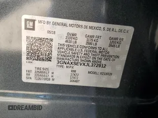 2018 Chevrolet Equinox LT with VIN 3GNAXSEVXJL372912, listed as a Copart auction lot 50336405 with 114,037 mi miles and Salvage Title. Bid and sale history available at carsss.com. Image 13.