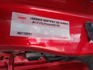 2022 Infiniti Q50 Red Sport 400 with VIN JN1FV7DP0NM370170, listed as a IAAI auction lot 41879005 with 29,272 mi miles and . Bid and sale history available at DreamBid. Image 9.