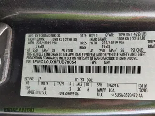 2015 Ford Escape Titanium with VIN 1FMCU0JX8FUB78054, listed as a IAAI auction lot 41513229 with 250,791 mi miles. Bid and sale history available at carsss.com. Image 9.
