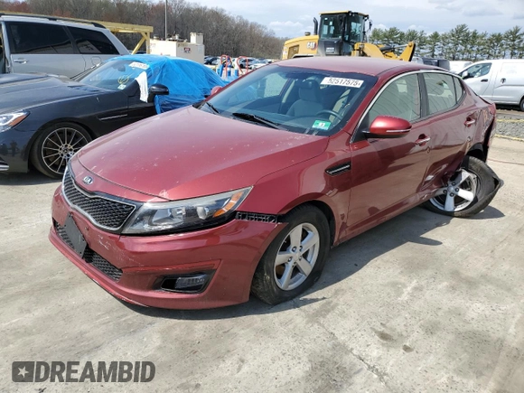 2014 Kia Optima LX with VIN 5XXGM4A75EG266643, listed as a Copart auction lot 52517575 with 109,282 mi miles and Salvage Title. Bid and sale history available at carsss.com. Image 1.
