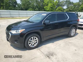 2018 Chevrolet Traverse LS z VIN 1GNERFKW8JJ197017, wystawiony jako Copart lot #59298325 z przebiegiem 53 454 mil mil oraz Szkoda całkowita • Salvage title. Historia ofert i sprzedaży dostępna na DreamBid. Obrazek 1.