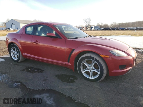 2004 Mazda RX-8 with VIN JM1FE17N740127403, listed as a Copart auction lot 44462235 with 65,180 mi miles and Clean Title. Bid and sale history available at carsss.com. Image 4.
