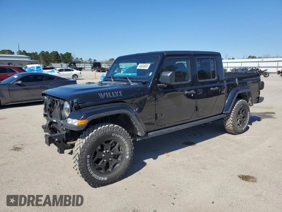 2021 Jeep Gladiator Willys with VIN 1C6HJTAG9ML592006, listed as a Copart auction lot 46604605 with 14,022 mi miles and Clean title. Bid and sale history available at DreamBid. Image 1.