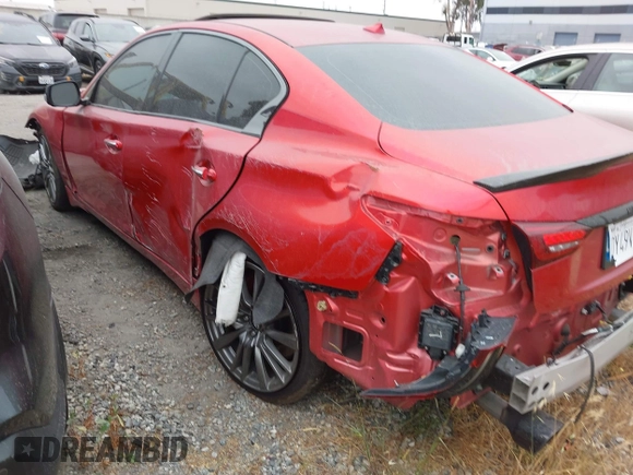 2021 Infiniti Q50 Red Sport 400 with VIN JN1FV7DP7MM850432, listed as a IAAI auction lot 42057935 with 15,936 mi miles and . Bid and sale history available at DreamBid. Image 3.