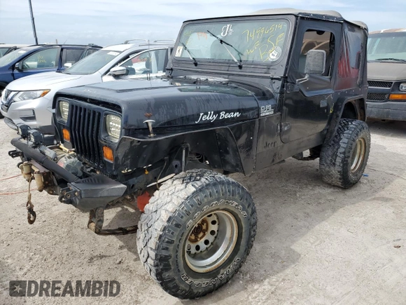 1993 Jeep Wrangler "S" with VIN 1J4FY19P6PP250248, listed as a Copart auction lot 74996514 with 110,656 mi miles and Non Repairable. Bid and sale history available at carsss.com. Image 1.