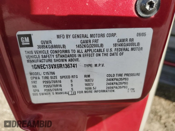 2006 Chevrolet Tahoe LS with VIN 1GNEC13VX6R136741, listed as a Copart auction lot 78556914 with 311,249 mi miles and Salvage Title. Bid and sale history available at carsss.com. Image 15.