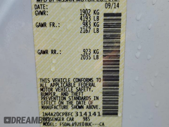2015 Nissan LEAF S with VIN 1N4AZ0CP8FC314141, listed as a Copart auction lot 54368695 with 53,438 mi miles and Salvage Title. Bid and sale history available at DreamBid. Image 13.