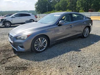 2018 Infiniti Q50 Luxe with VIN JN1EV7AR8JM443555, listed as a Copart auction lot 59691455 with 65,615 mi miles and Salvage title. Bid and sale history available at DreamBid. Image 1.
