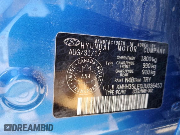 2018 Hyundai Elantra с VIN KMHH35LE0JU036453, выставлен на аукционе Copart как лот 56686645 с пробегом 117 357 миль миль и Списание • Salvage title. История ставок и продаж доступна на DreamBid. Изображение 12.