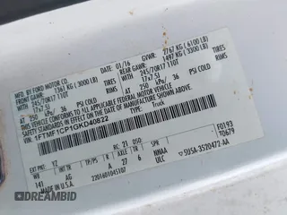 2016 Ford F-150 XL with VIN 1FTMF1CP1GKD40822, listed as a IAAI auction lot 42500934 with 235,314 mi miles and . Bid and sale history available at DreamBid. Image 9.