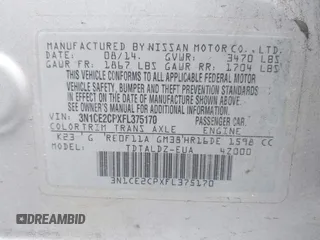 2015 Nissan Note S with VIN 3N1CE2CPXFL375170, listed as a IAAI auction lot 42430996 with 131,672 mi miles and . Bid and sale history available at DreamBid. Image 9.