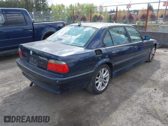 2001 BMW 7 Series 740iL with VIN WBAGH83401DP29577, listed as a IAAI auction lot 42076695 with 1 mi miles. Bid and sale history available at carsss.com. Image 4.