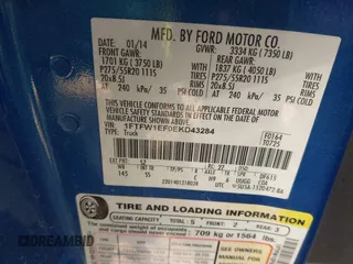 2014 Ford F-150 XL z VIN 1FTFW1EF0EKD43284, wystawiony jako IAAI lot #41623123 z przebiegiem 119 663 mil mil oraz . Historia ofert i sprzedaży dostępna na DreamBid. Obrazek 9.