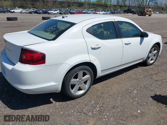 2013 Dodge Avenger SE with VIN 1C3CDZABXDN551796, listed as a IAAI auction lot 42142302 with 999,999 mi miles. Bid and sale history available at carsss.com. Image 4.