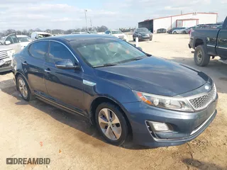 2015 Kia Optima Hybrid with VIN KNAGM4ADXF5085577, listed as a IAAI auction lot 41505213 with 192,308 mi miles. Bid and sale history available at carsss.com. Image 1.