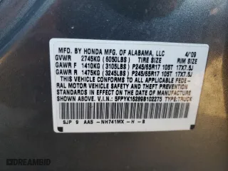 2009 Honda Ridgeline RT with VIN 5FPYK16289B102275, listed as a Copart auction lot 43393845 with 169,901 mi miles and Clean Title. Bid and sale history available at carsss.com. Image 12.