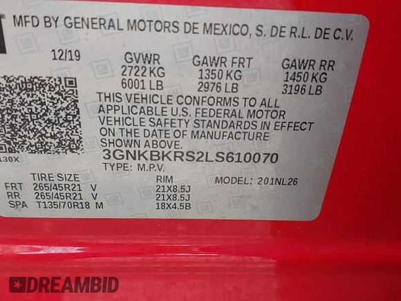2020 Chevrolet Blazer RS z VIN 3GNKBKRS2LS610070, wystawiony jako IAAI lot #42455099 z przebiegiem 38 030 mil mil oraz . Historia ofert i sprzedaży dostępna na DreamBid. Obrazek 9.
