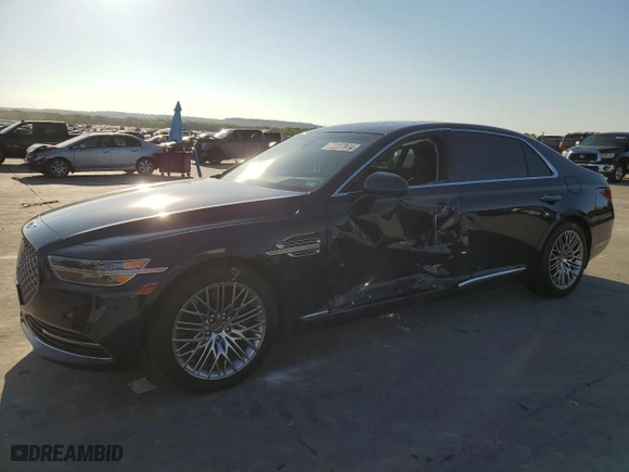 2021 Genesis G90 3.3T Premium with VIN KMTF34PA4MU084878, listed as a Copart auction lot 72257974 with 15,214 mi miles and Salvage Title. Bid and sale history available at carsss.com. Image 1.